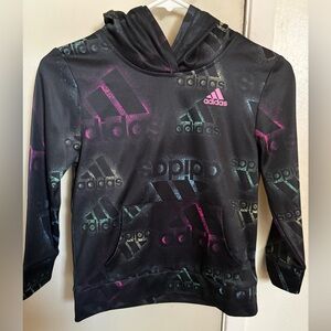 Adidas Black Hoodie with Pink and Multicolor Accents